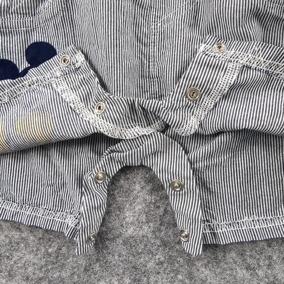 Vintage Overalls Disney Baby 12 mo Mickey Mouse Hickory Striped Bib Style Shorts - Picture 6 of 9